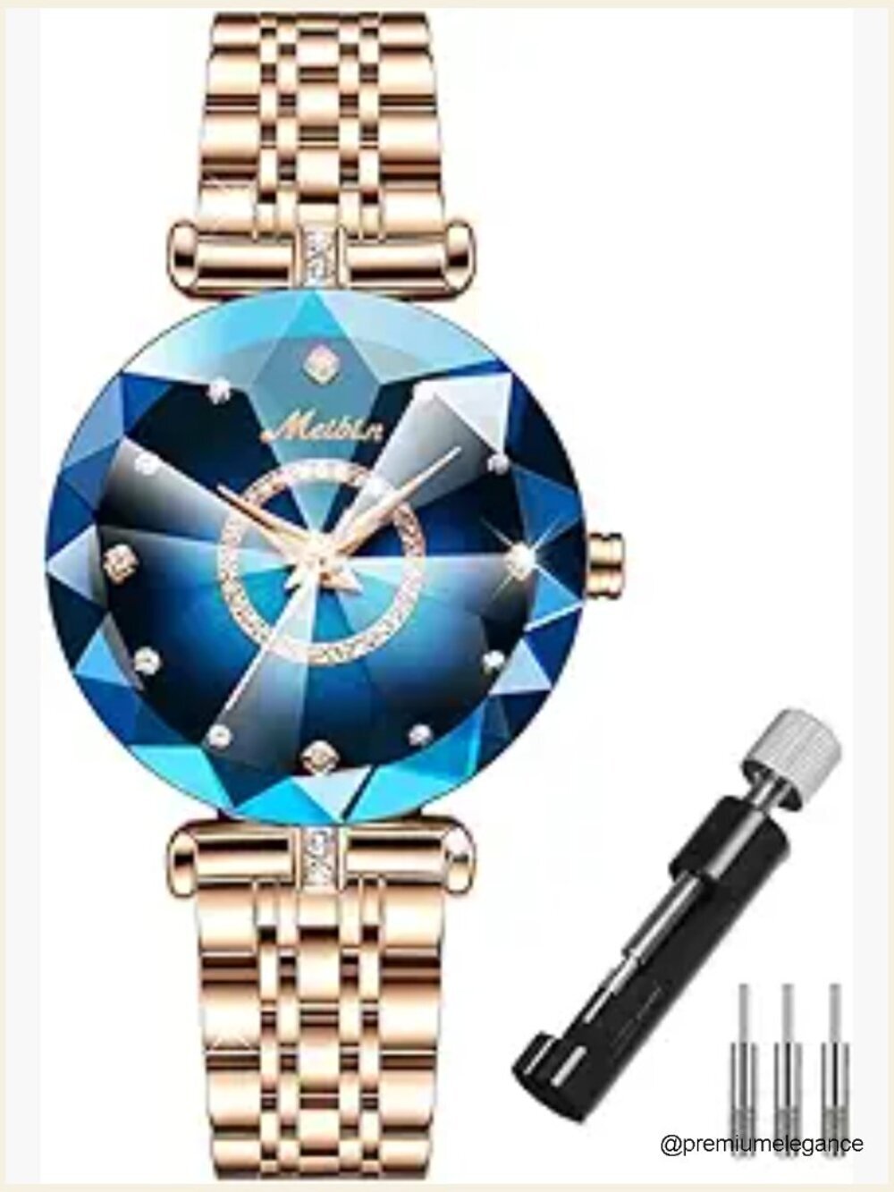 Rose Gold Diamond Dress Watch - Quartz Crystal Wrist Watch